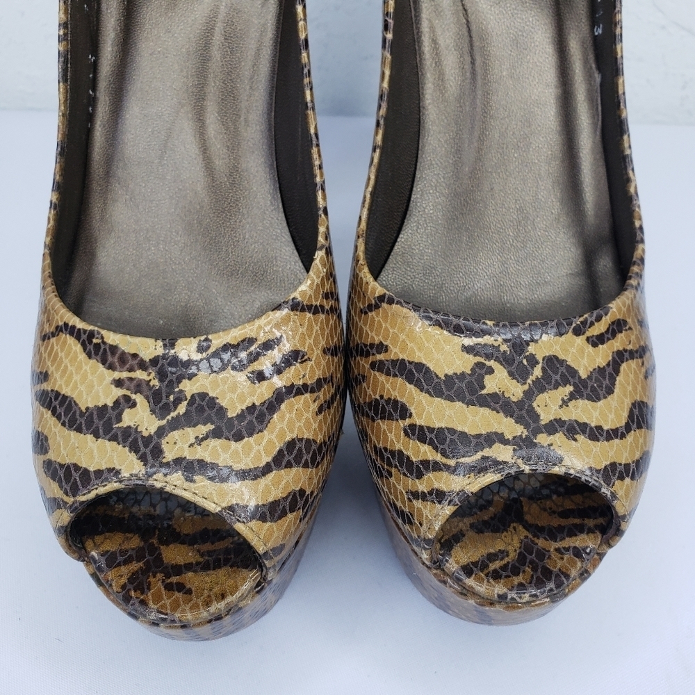 Stuart Weitzman Snake Tiger Print Platform Heels - image 2